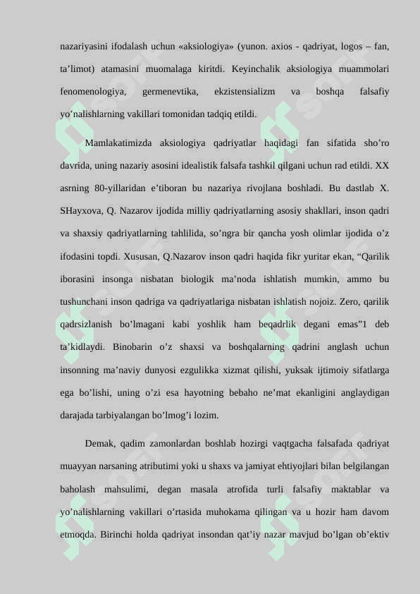 Qadriyat tushunchasining ma’nosi va uning umumiy tavsifi 4