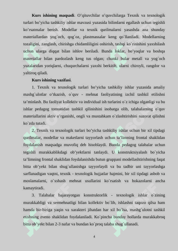 Texnik va texnologk turlari bo`yicha tashkiliy ishlar 4