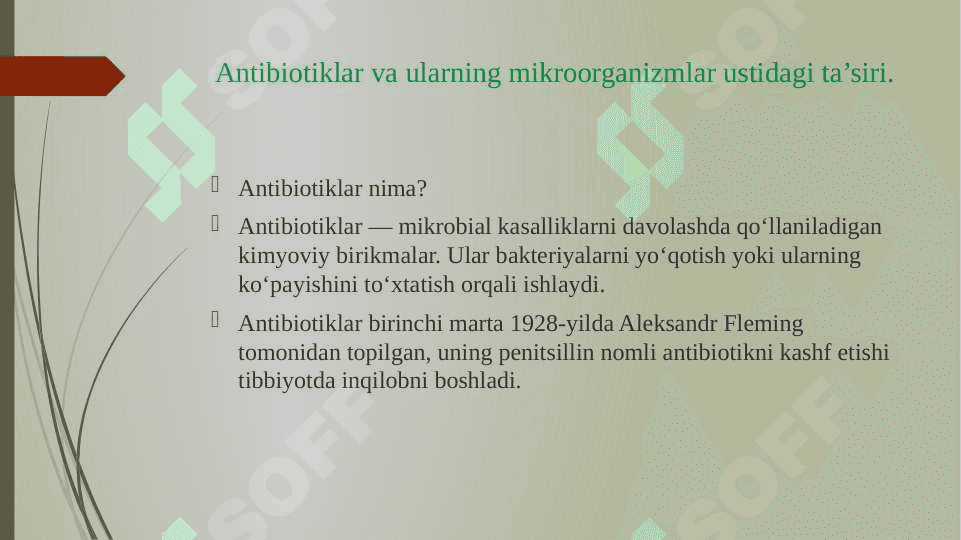 Bakteriyalarning antibiotiklarga chidamli shakllarini paydo bo’lish mexanizmlari. 4
