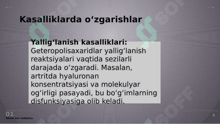 Geteropolisaxaridlarni ontogenez va  kasallliklarda o’zgarishlar 8