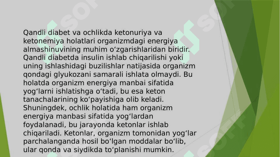 Qandli diabet va ochlikda ketonuriya va ketonemiya 3