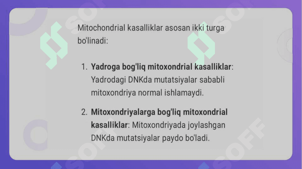 Mitoxondrial kasalliklar Gipoenergetik holatlar 4