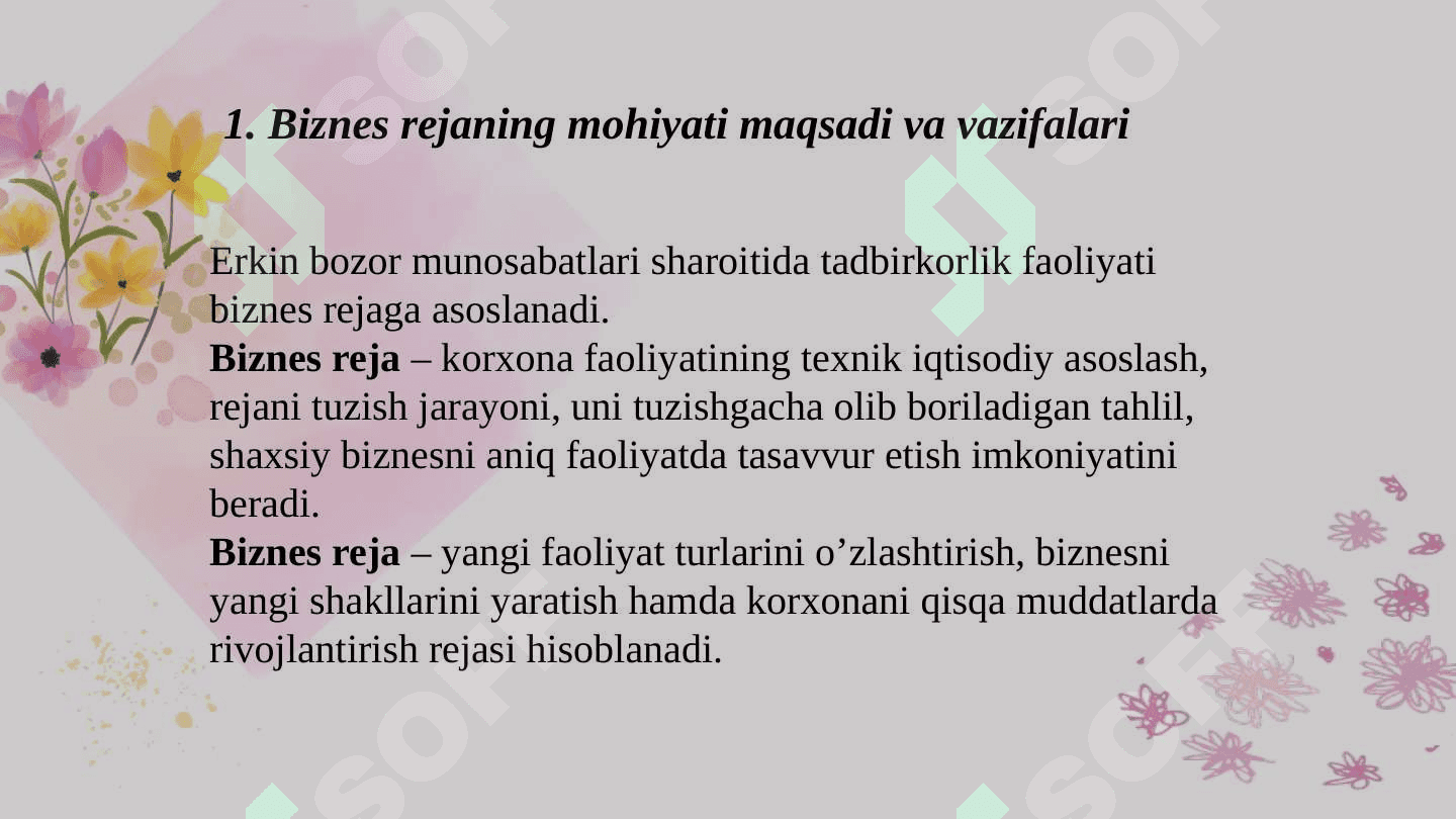Biznes rejani ishlab chiqish 3