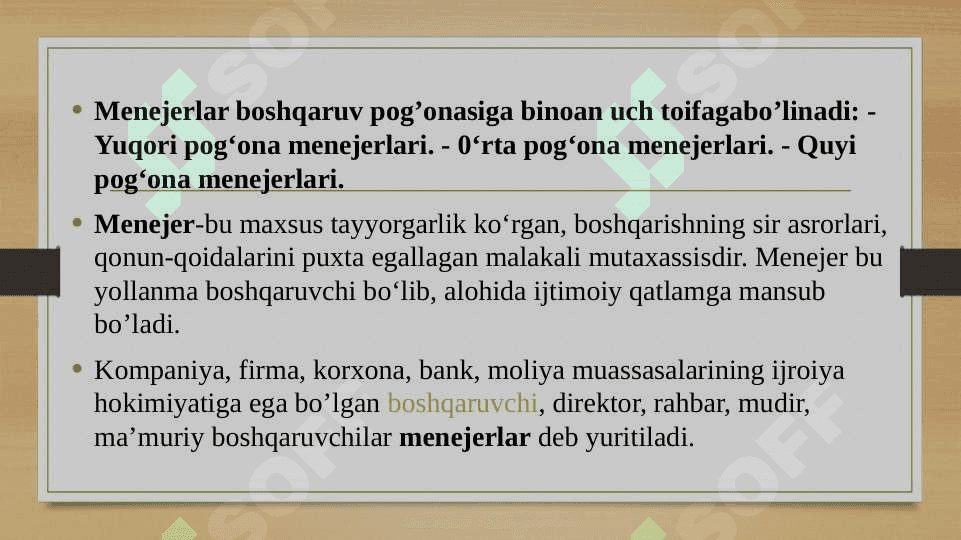 MENEJERLAR FAOLIYATINI TASHKIL ETISH 3
