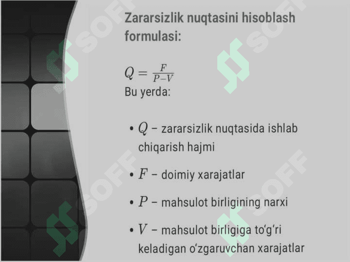 Zararsizlik nuqtasi tahlili va marjinal foyda 4