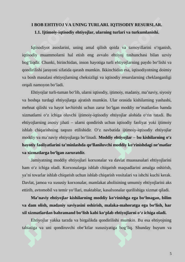 Ijtimoiy-iqtisodiy ehtiyojlarning mazmuni va ularning turkumlanishi 5