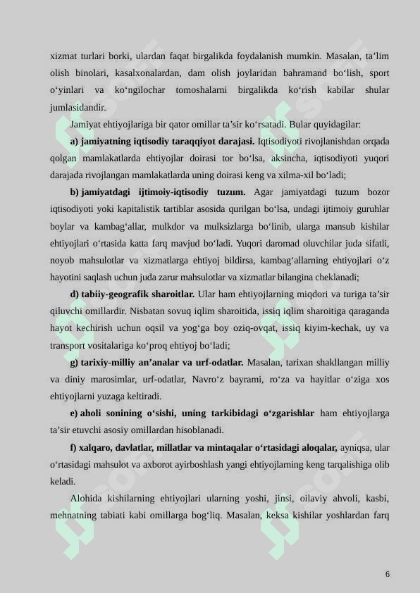 Ijtimoiy-iqtisodiy ehtiyojlarning mazmuni va ularning turkumlanishi 6