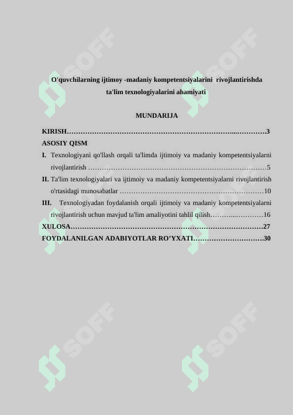 O'quvchilarning ijtimoy -madaniy kompetentsiyalarini  rivojlantirishda ta'lim texnologiyalarini ahamiyati 2