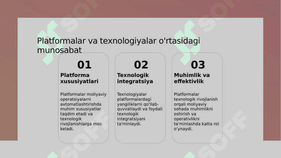 Moliyaviy amaliyotda qo'llaniladigan asosiy dasturiy platformalar va ularni raqamlashtirish transformatsiyasi 8