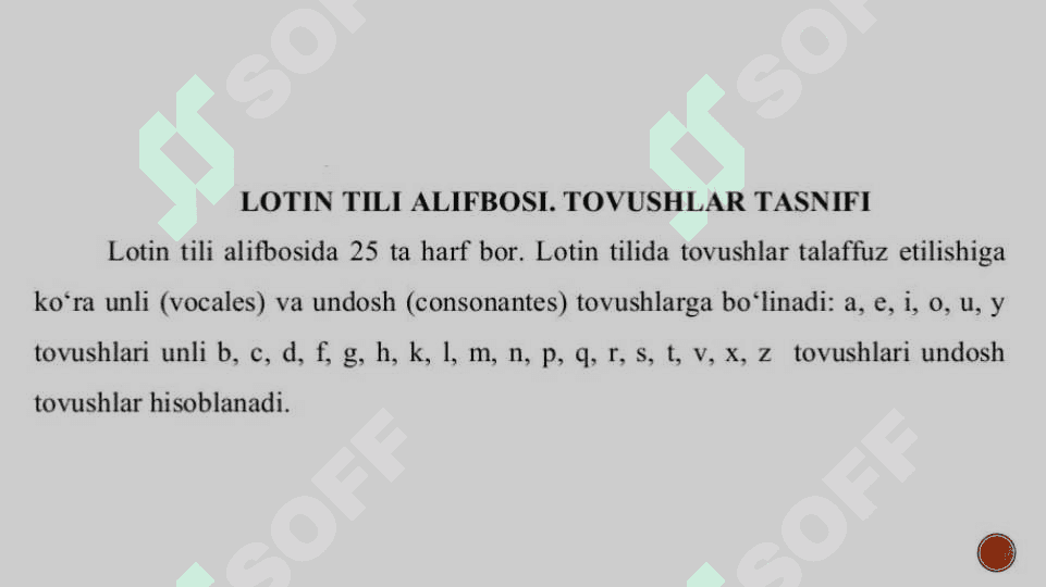 Lotin tili harflar tasnifi 2