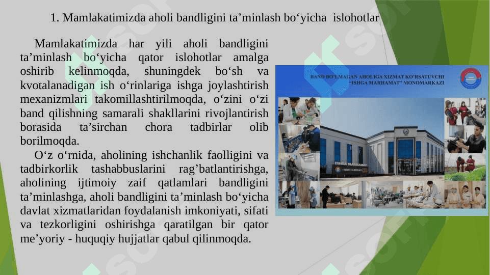 O'zbekiston Respublikasida aholining ish bilan bandligini ta'minlash va ijtimoiy himoyalash muammolari 2