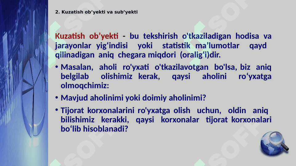 STATISTIK KUZATISHNI TASHKIL ETISH XUSUSIYATLARI 7
