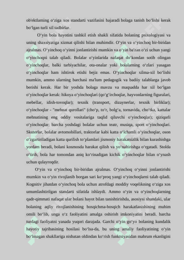 Oʻyinni bola rivojlanishida ahamiyati. Oʻyinning kelib chiqish tarixi. 3