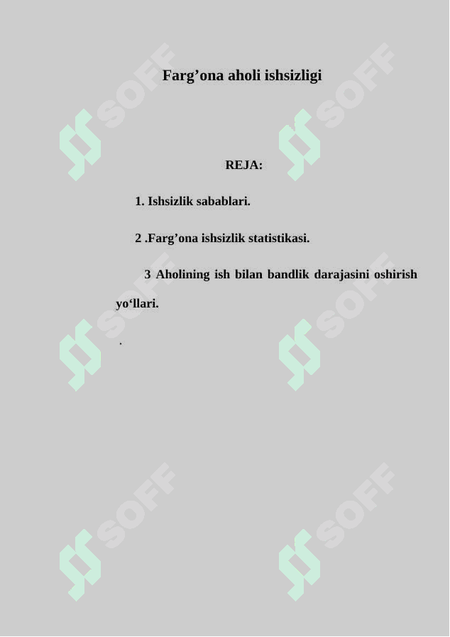 Farg’ona aholi ishsizligi EKONOMETRIKA 2