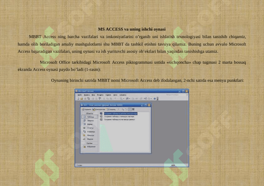 MS Access imkoniyatlari 2