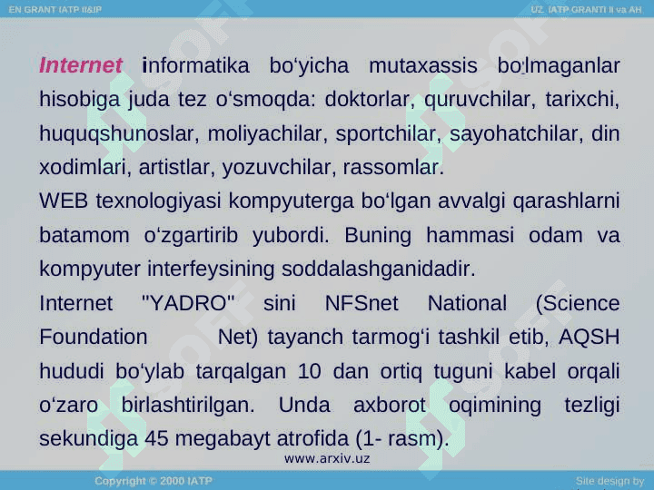 Tarmoq texnologiyalari va internet xizmatlari. 6
