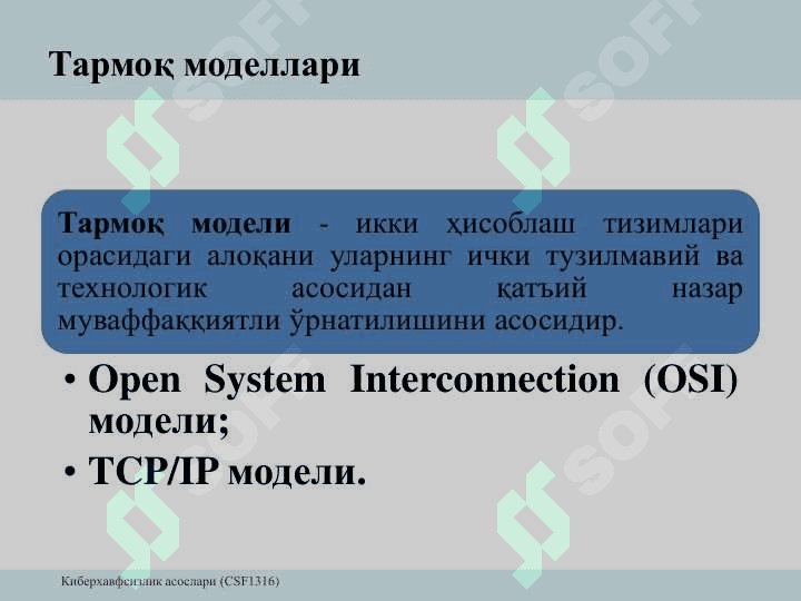 Компьютер тармоқлари асослари. 3