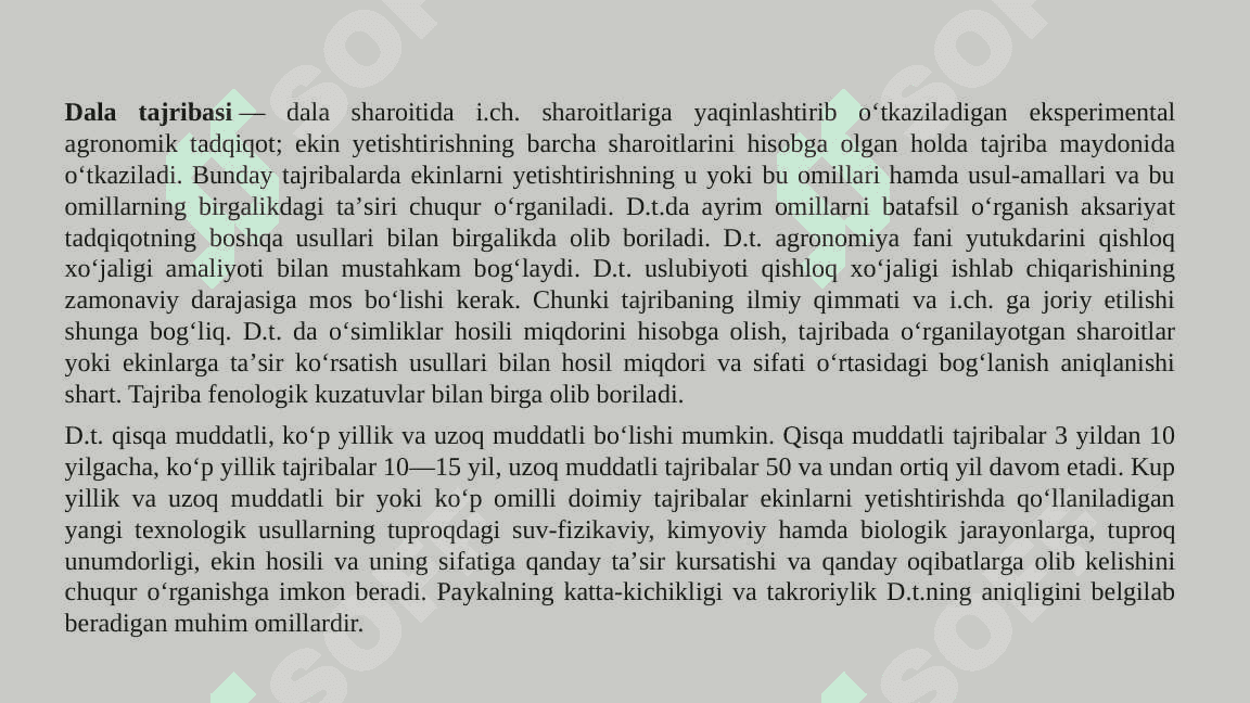 Galla-don ekinlarida dala tajribasi 3