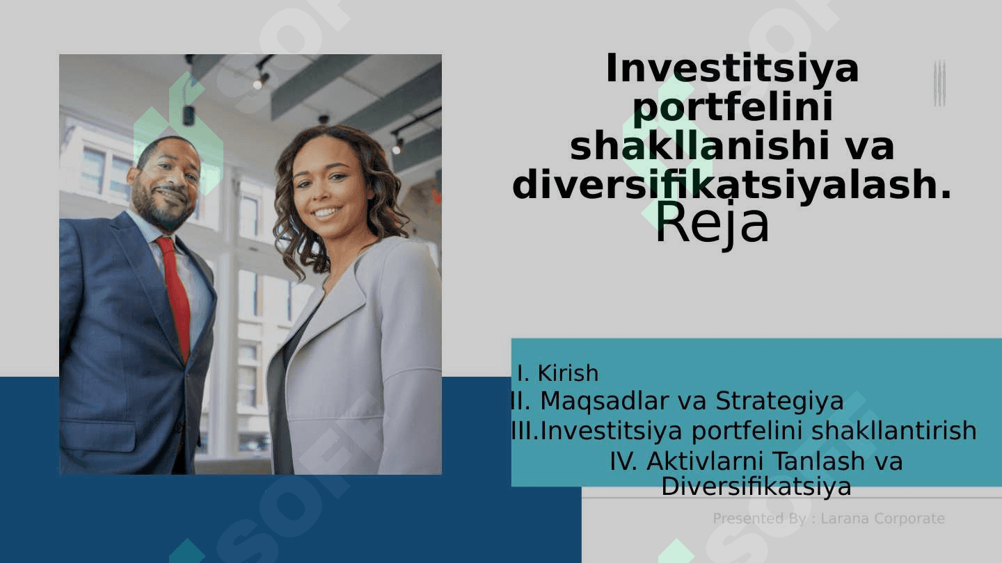 Investitsiya portfelini shakillantrish va diversifikatsiyalash 2