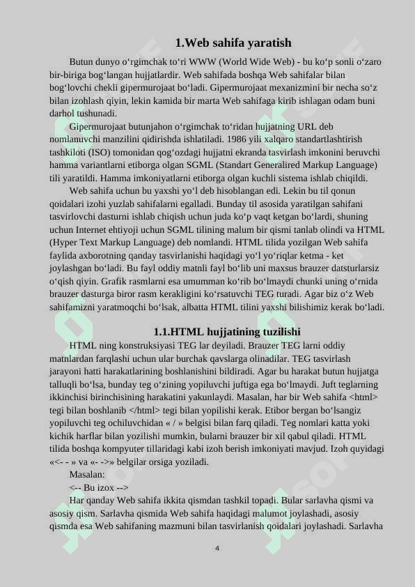 Web sahifa yaratish va unda ma’lumotlar bazasini yaratish. Temir yo’l syuk stansiyasi misolida. 4