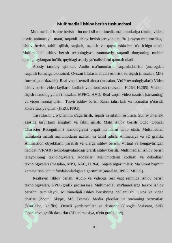 Multimediali ishlov berish uchun apparat ta'minoti bilan protsessorlarni tashkil etish va ishlash 4