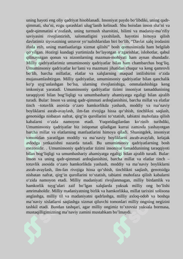 Jamiyat mafkurasida milliy va umuminsoniy qadriyatlar uyg‘unligi. 4