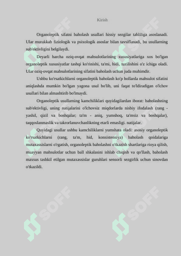 Tayyor taomlarga organoleptik baho berish 3