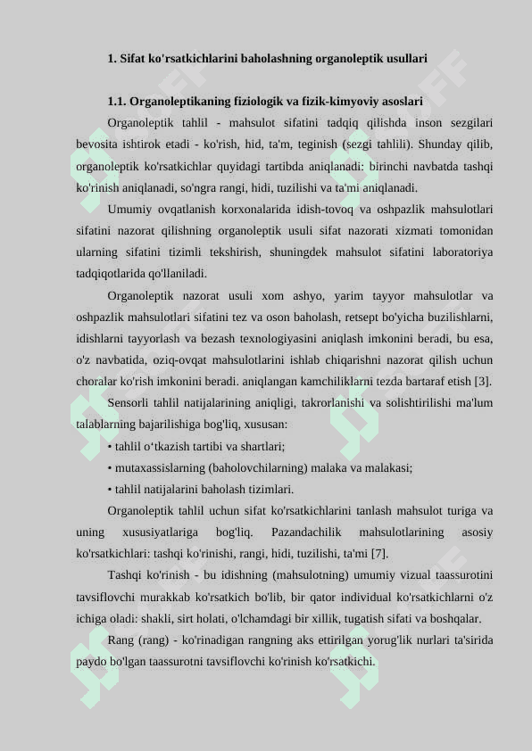 Tayyor taomlarga organoleptik baho berish 4