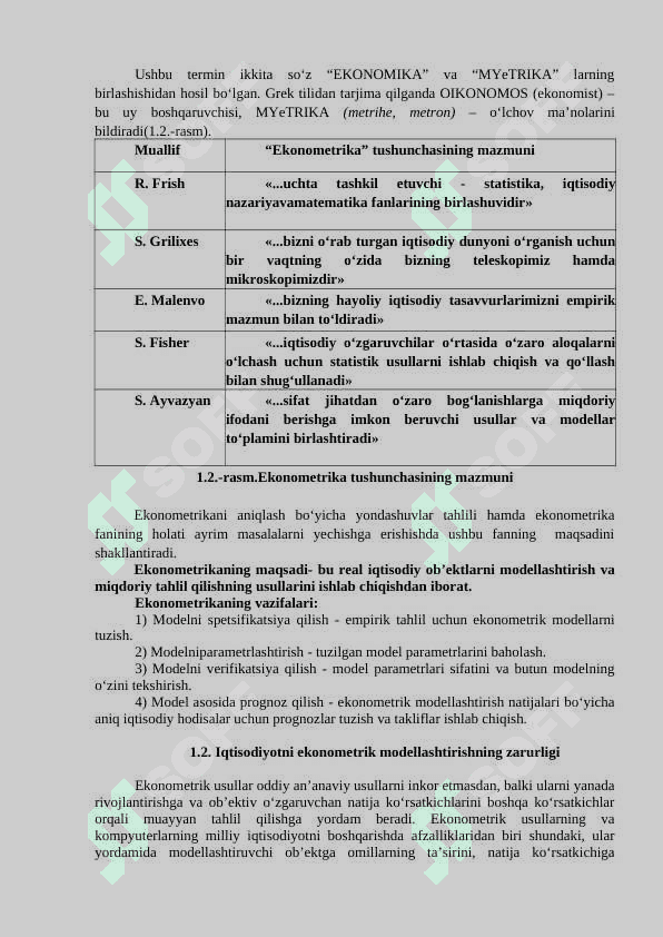 EKONOMETRIK MODELLASHTIRISH ASOSLARI 2