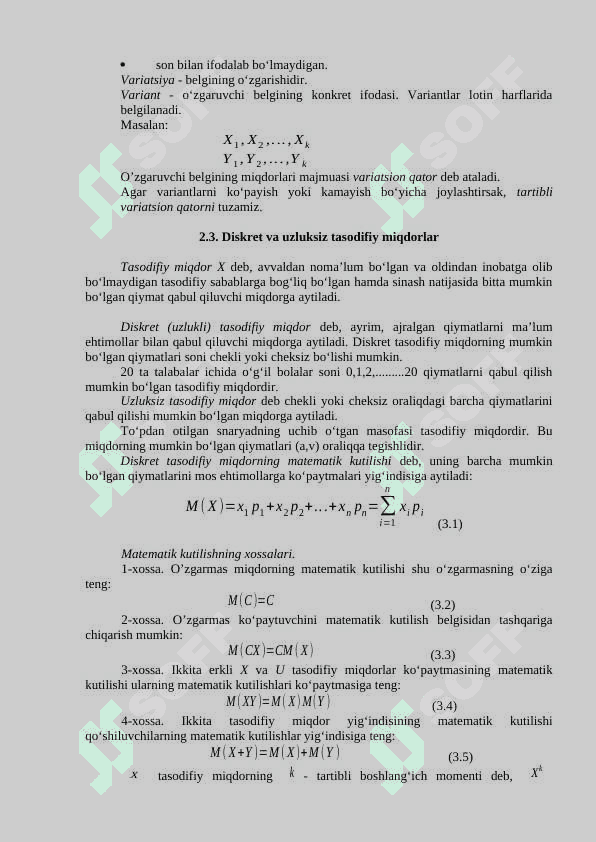 EKONOMETRIKADA EHTIMOLLAR NAZARIASI VA MATEMATIK STATISTIKANING ASOSIY TUSHUNCHALARI 2