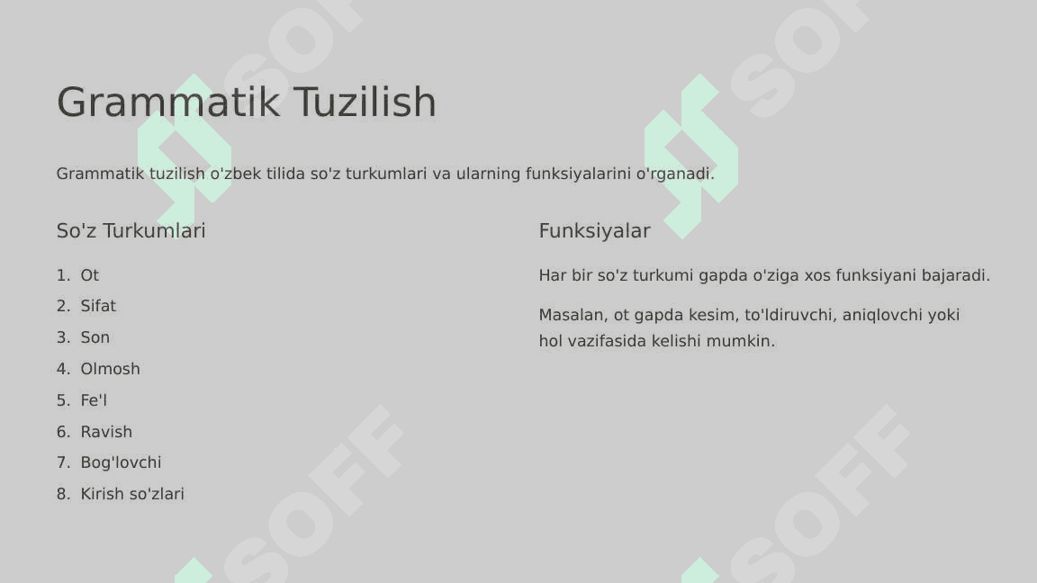 Hozirgi O‘zbek adabiy tilining tuzilish uzvlari 4