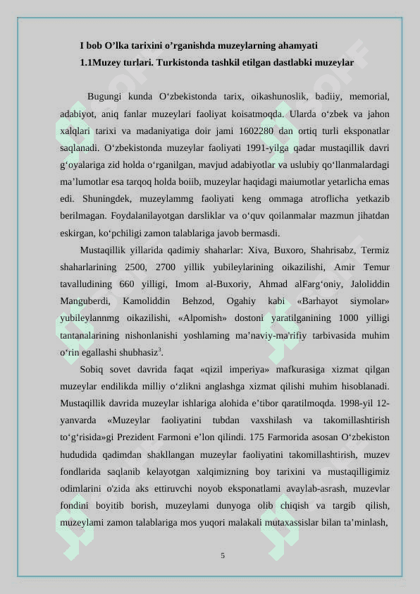 Oʻlka tarixini oʻrganishda muzeylarning oʻrni 4