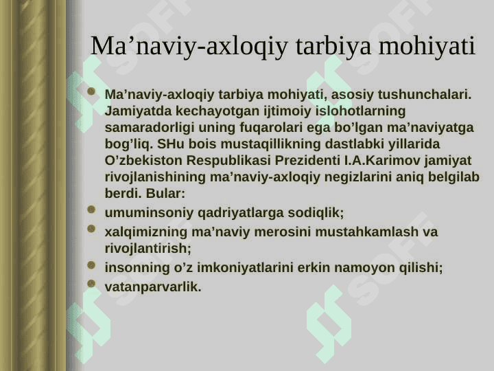 MANAVIY-AXLOQIY TARBIYA  MEHNAT, JISMONIY VA ESTETIK TARBIYA 2