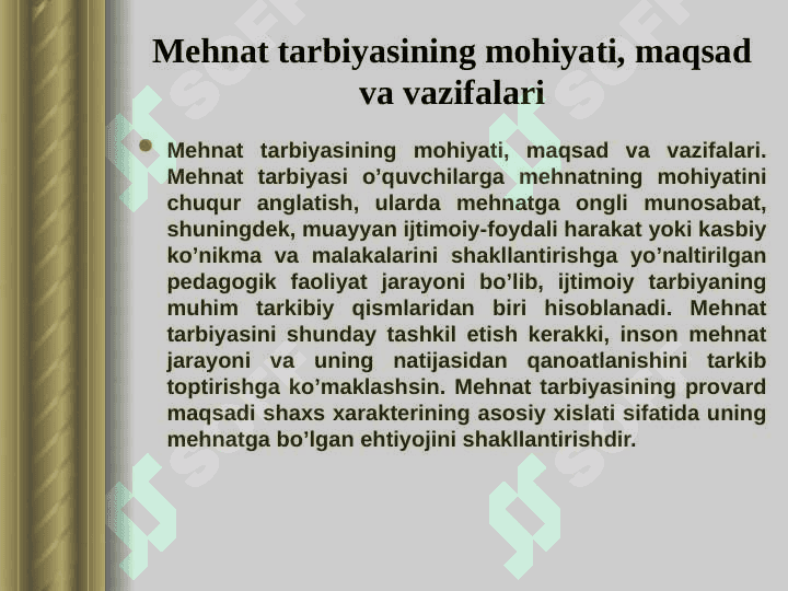 MANAVIY-AXLOQIY TARBIYA  MEHNAT, JISMONIY VA ESTETIK TARBIYA 4
