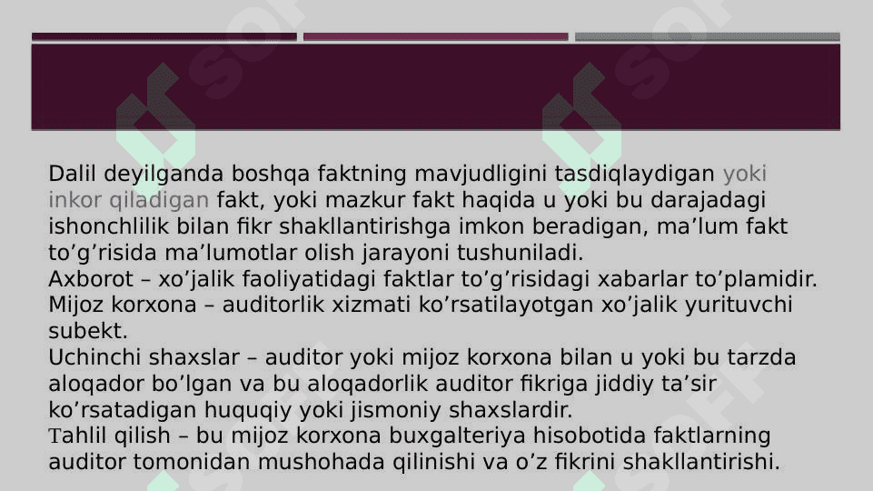 Auditorlik dalillarni olish manbalari 3