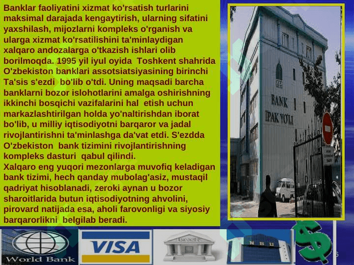 MARKAZIY BANK VA UNING FUNKSIYALARI 6