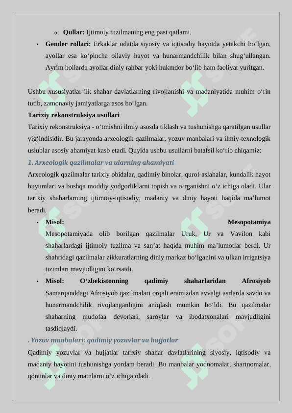 Ilk shahar davlatlarning tarixiy rekanstruksiyasi  25 8
