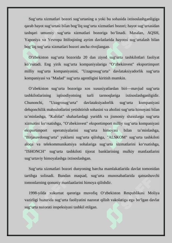 Yevropa ittifoqi davlatlari sug'urta bozori. 4