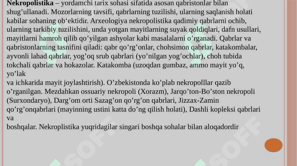 NEKROPOLISTIKA YORDAMCHI TARIXIY FANI 2