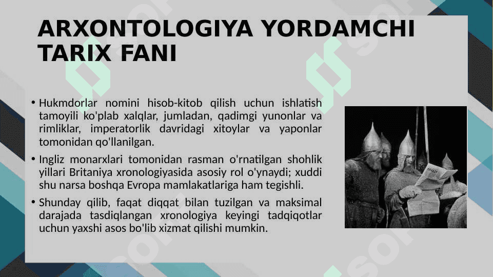 ARXONTOLOGIYA YORDAMCHI TARIX FANI 4