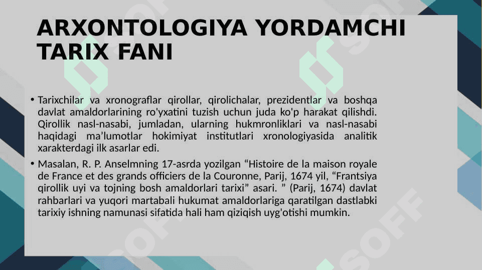 ARXONTOLOGIYA YORDAMCHI TARIX FANI 8