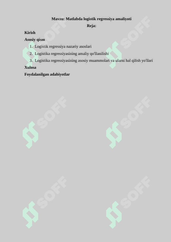 Matlabda logistik regressiya amaliyoti 2