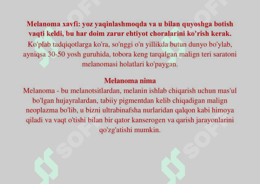Teri raki, Teri melanomasi turlari Mohidi 3