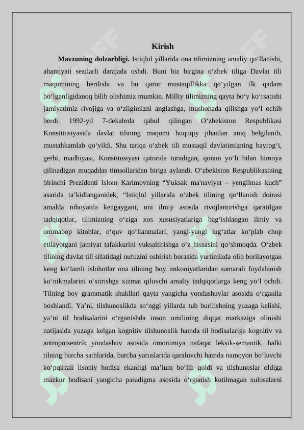 Kurs ishi Sossyur ta'limoti 3
