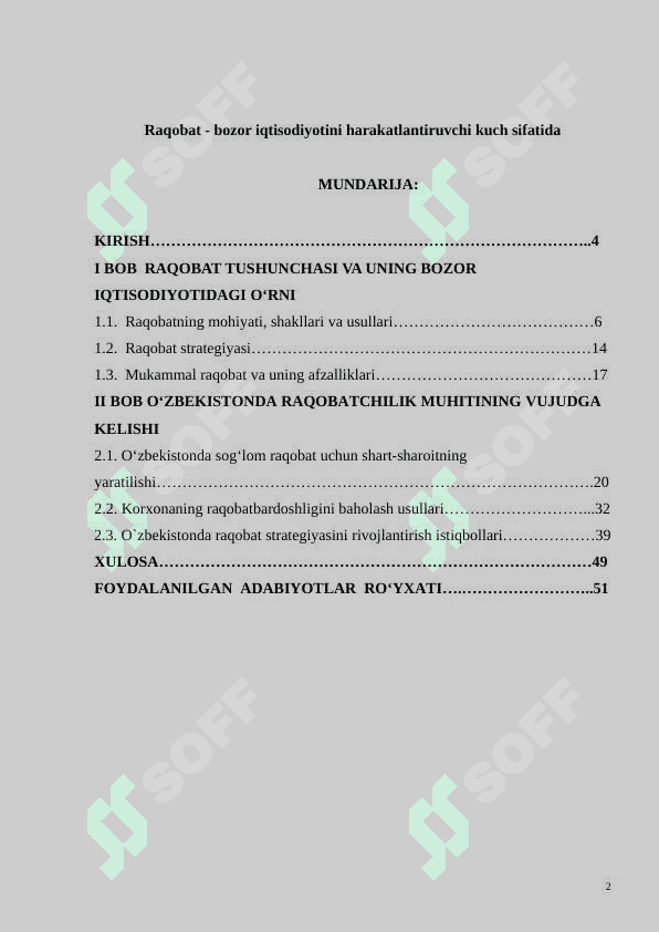 Raqobat - bozor iqtisodiyotini harakatlantiruvchi kuch sifatida 2