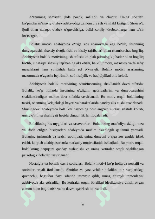 ERKIN A‘ZAM IJODIDA BOLALIK MOTIVI 6