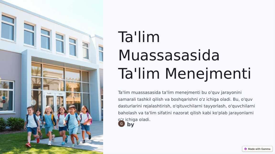 Ta'lim Muassasasida Ta'lim Menejmenti