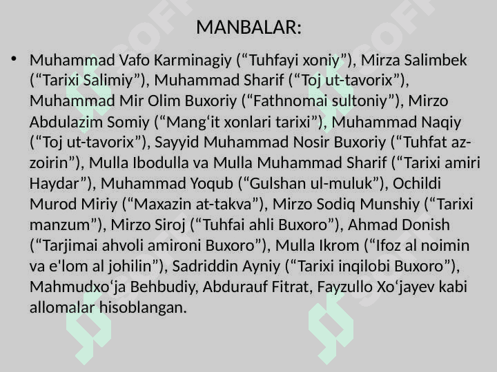 XVII asr ikkinchi yarmi - XIX asr o‘rtalarida Buxoro amirligi 5
