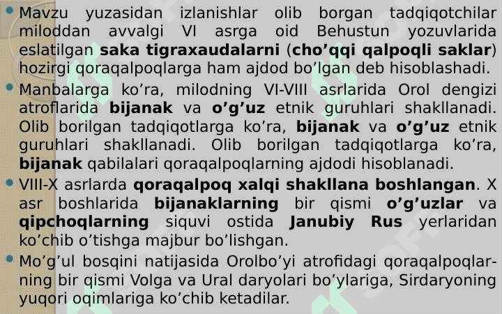 XVI - XIX asrning ikkinchi yarmida qoraqalpoqlar 7