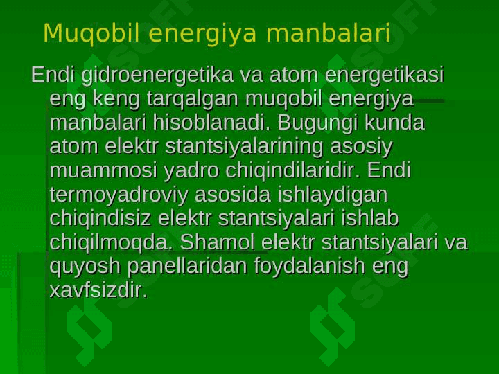 Yashil iqtisodiyot inson salomatligini tejaydigan manba sifatida 5